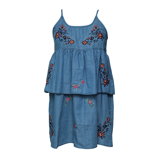 夏季女孩连衣裙披肩纯棉儿童针线连衣裙