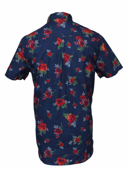 OEM Factory棉休闲时尚男士短袖植物衬衫